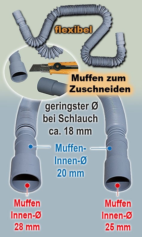 Bild von Flexibler Ablaufschlauch / ausziehbar von 0,5m bis 2m
