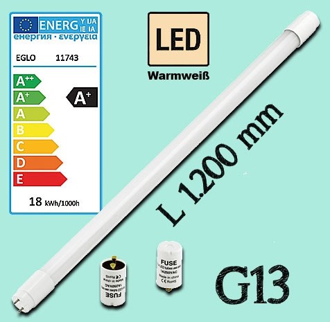 Bild von HV LED Kompaktstofflampe T8 / VVG/KVG / 1.620 Lumen / 18 W / G13 / 3.000K Warmweiß / L 1.200 mm