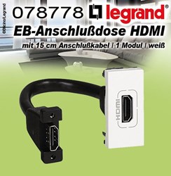Bild von Legrand EB-Anschlußdose HDMI mit 15 cm Anschlußkabel / 1 Modul / weiß