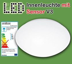 Bild von LED-Sensor-Innenleuchte warmweiß IP54 mit Bewegungsmelder, Hochfrequenzsensor und Dämmerungsschalter / 960 Lumen / 9,5 W / 3.000 K / Kunststoff opal