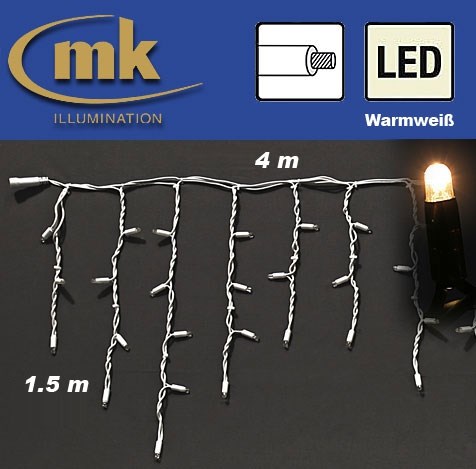 Bild von LED GIANT ICE LITE® 304 Eiszapfenvorhang 230V / 4 m x 1,5 m / 14W / koppelbar / IP67 für den Aussenbereich / warmweiß / weißes Kabel