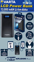 Bild von Varta Portable LCD Power Bank 13.000mAh und Micro USB Ladekabel 50 cm schwarz