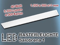 Bild von LED Rasterleuchte Serie Salobrena 1 weiß / ALU IP20 / 5.500 Lumen / 40W LED / 220V-240V / 4.000K / Neutralweiß / A+