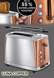 Bild von Luna Copper Accents Toaster 1.550 Watt mit Schnelltoastfunktion und 6 einstellbaren Bräunungsstufen und 2 extra breiten Toastschlitzen