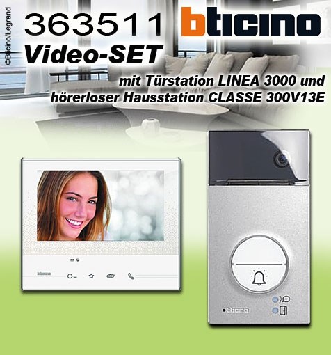 Bild von Bticino FlexONE Video-Set 2-Draht mit Türstation LINEA 3000 und hörerloser Hausstation CLASSE 300 V13E