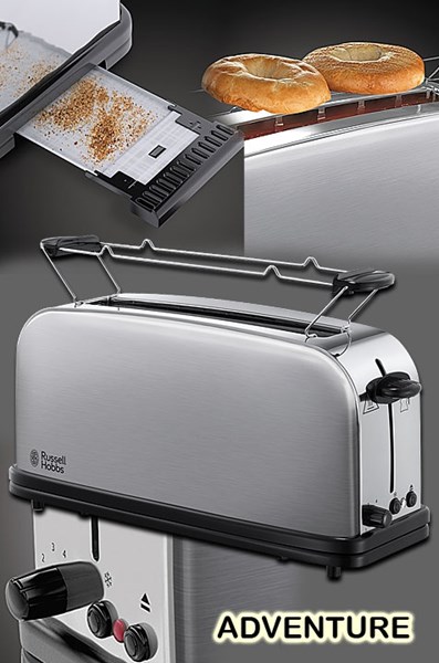 Bild von Adventure Langschlitz-Toaster 1.000 Watt mit 6 einstellbaren Bräunungsstufen und extra breitem Toastschlitz