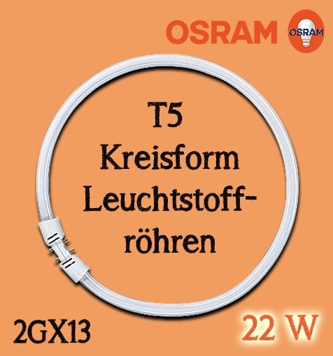 Bild von Osram T5 Kreisform Leuchtstoffröhre Lumilux FC 1.800 Lumen / 22 W / 2GX13 / 220-240V / 3.000K / 830 Warmweiß / L225 mm - dimmbar