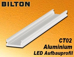 Bild von Bilton Aluminium LED Aufbauprofil CT02 eloxiert bis 10W/m L2000 x B12,5 x H5 mm