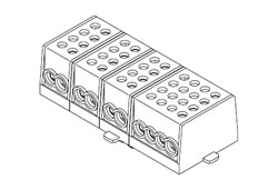 Bild von Hauptleitungs-Abzweigklemme 4-polig, 4x2 Eingänge, 3x2 +1x6 Ausgänge