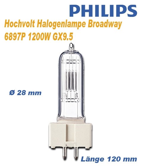 Bild von HV Halogenlampe T29 / 27.600 Lumen / 1.200 W / GX9,5 / 230V / 3.000 K - Warmweiß
