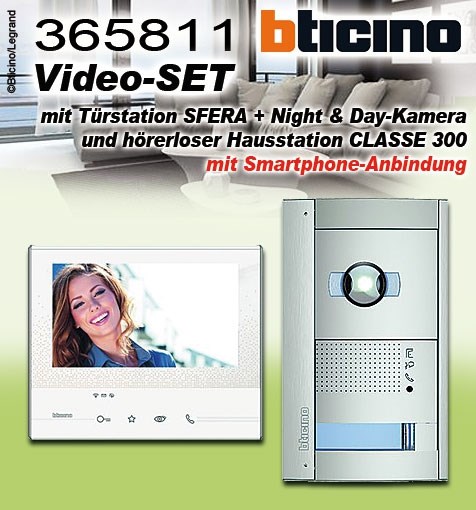 Bild von Bticino FlexONE Video-Set mit Türstation SFERA + Night & Day-Kamera und hörerloser Hausstation CLASSE 300 mit Smartphone-Anbindung