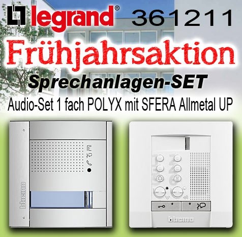 Bild von Legrand Bticino ProCLASSIC Audio-Set 1-fach POLYX mit SFERA Allmetal UP