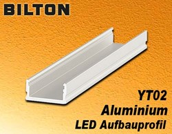 Bild von Bilton Aluminium Aufbauprofil YT02 eloxiert bis 12W/m L2000 x B17,5 x H8,6 mm