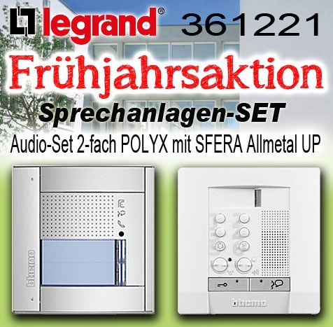 Bild von Legrand Bticino ProCLASSIC Audio-Set 2-fach POLYX mit SFERA Allmetal UP