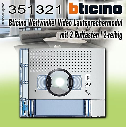 Bild von Bticino Allmetal Frontblende mit 2 Ruftasten / 2-reihig für Weitwinkel Video Lautsprechermodul Art. 351300