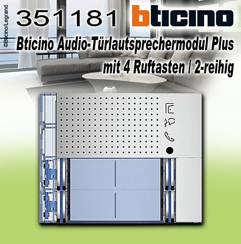 Bild von Bticino Frontblende Allmetal für Audio-Türlautsprechermodul Plus mit 4 Ruftasten / 2-reihig
