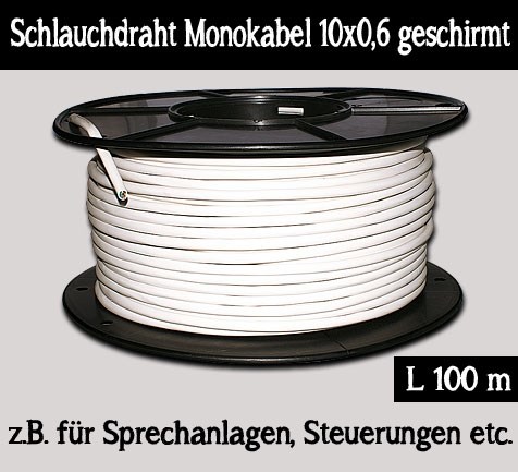 Bild von PVC-Schlauchdraht Monokabel 10x0,6 geschirmt / 100 m Bund