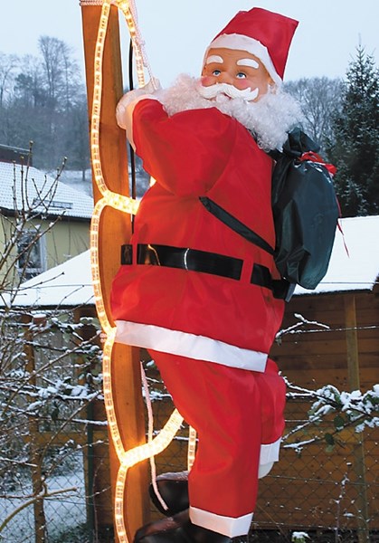 Bild von Weihnachtsmann mit Rucksack auf Lichtleiter