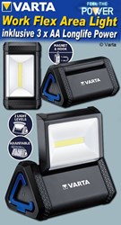 Bild von Varta LED Taschenlampe Work Flex Area Light inkl. 3AA Longlife Power mit 2 Leuchtmodi - high / low, integriertem Magnet, verstellbarem Licht und verschiedenen Befestigungsmöglichkeiten