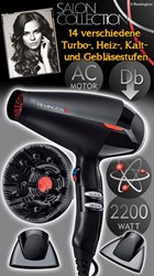 Bild von Salon Collection Ionen-Haartrockner AC9007 mit AC-Motor und 14 verschiedenen Turbo-, Heiz-, Kalt- und Gebläsestufen - 2.200 Watt