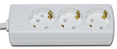 Bild von Tischverteiler 3-fach / 3,0 m Zuleitung 3x1,5 / 45° / schraubbar von oben mit Schukowinkelstecker