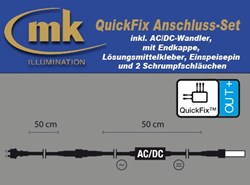 Bild von Anschluss-Set für LED Lichtschlauch Rope Light inkl. AC/DC-Wandler, mit Endkappe, Lösungsmittelkleber, Einspeisepin und 2 Schrumpfschläuchen