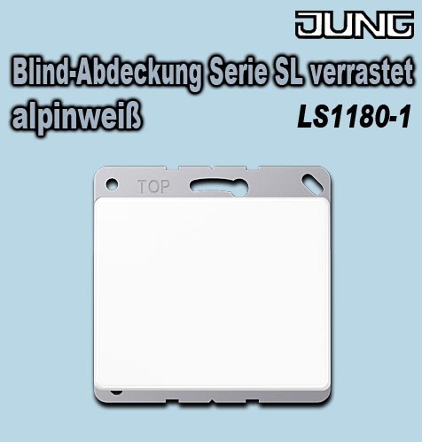 Bild von Jung Blind-Abdeckung Serie SL verrastet - kpl. mit Tragring, Schraubbefestigung - alpinweiß