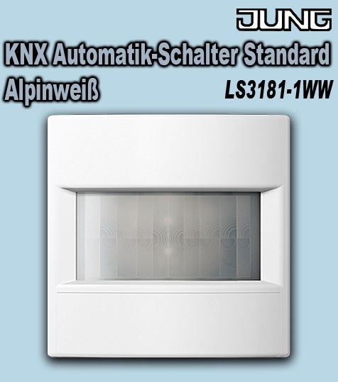 Bild von Jung KNX Automatikschalter 1,10 m / Reichweite ca. 10m / 70 x 70 mm / Thermoplast (bruchsicher) hochglänzend Alpinweiß