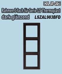 Bild von Jung Rahmen 3-fach für Serie LS / 8 1x 223mm / für waagerechte und senkrechte Kombination / Thermoplast dark glänzend