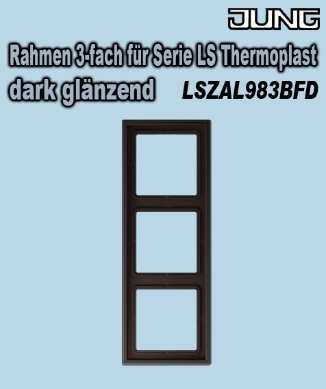 Bild von Jung Rahmen 3-fach für Serie LS / 8 1x 223mm / für waagerechte und senkrechte Kombination / Thermoplast dark glänzend