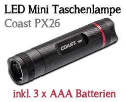 Bild von LED Mini Taschenlampe Coast PX26 aus Aluminium / inkl. 3xAAA Batterien