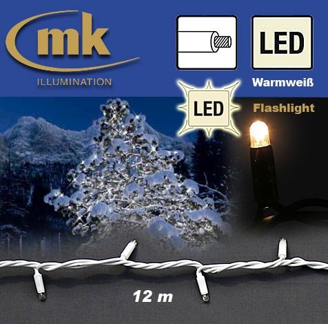 Bild von LED STRING LITE® 120 Außenlichterkette 120 teilig / 12 m / 10,5W / koppelbar / IP67 für den Aussenbereich / warmweiß / Flashlight / weißes Kabel