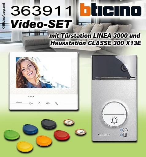 Bild von Bticino FlexONE Video-Set mit Türstation LINEA 3000 und Hausstation CLASSE 300 X13E