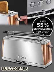 Bild von Luna Copper Accents Langschlitz-Toaster 1.420 Watt mit Schnelltoastfunktion und 6 einstellbaren Bräunungsstufen und einem extra breiten Toastschlitz