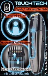 Bild von TouchTech Bartschneider MB4700 mit digitaler TouchScreen-Oberfläche, GroomMotion-Technologie, Memory-Funktion und 175 Längeneinstellungen - Netz-/Akkubetrieb
