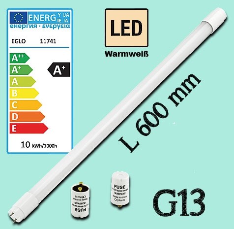 Bild von LED-Röhre T8 / VVG/KVG / 830 Lumen / 10 W / G13 / 3.000K Warmweiß / L 600 mm