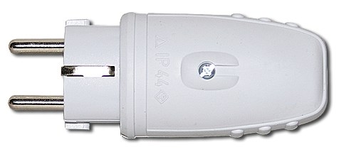 Bild von Schutzkontakt Gummistecker IP44, 16A hellgrau