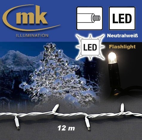 Bild von LED STRING LITE® 120 Außenlichterkette 120 teilig / 12 m / 10,5W / koppelbar / IP67 für den Aussenbereich / Neutralweiß / Flashlight / weißes Kabel