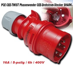 Bild von PCE CEE-SHARK Phasenwender CEE-Drehstrom-Stecker IP44 / 16A / 5-polig / 6h / 400V mit Schraubklemmen