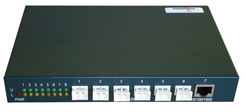 Bild von Optischer 6-Port Switch + 1x RJ45 + 1x SFP Gigabit, für 2,2 mm POF Kabel, ext. Netzgerät