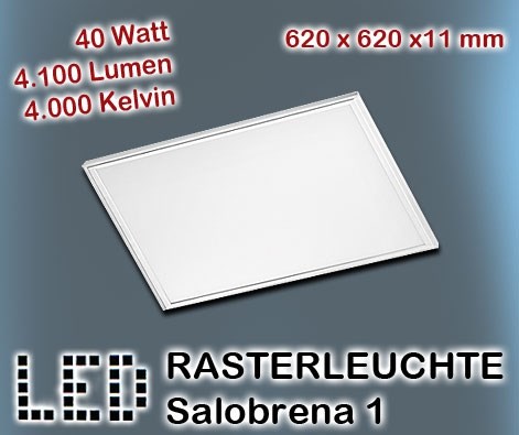 Bild von LED Rasterleuchte Serie Salobrena 1 weiß / ALU IP20 / 4.100 Lumen / 40W LED / 220V-240V / 4.000K / Neutralweiß / A+