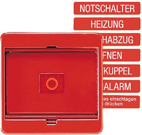 Bild von Abdeckung, Glasscheibe, rote Wippe mit Linse, für Schalter und Taster   / Art. 561 GL BL