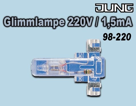 Bild von Glimmlampe, 230 V, 1,1 mA, für Schalter 503.., 603.. und 803.. und Taster ...   / Art. 98-220