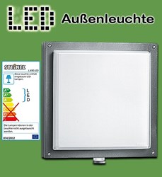 Bild von LED Sensor-Außenleuchte quadratisch mit Unterkriechschutz / 753 Lumen / 9 W / 3.000 K / 360° / mit Dämmerungsschalter