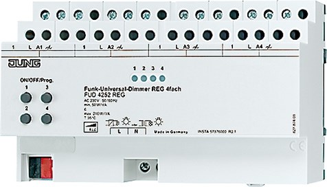Bild von Funk-Dimmer Universal, 4fach, REG, Versorgung Netz AC 230/240 V ~, 50/60 Hz   / Art. FUD 4252 REG