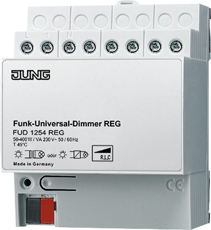 Bild von Funk-Universaldimmer, REG, Spannungsversorgung AC 230 V ~, 50/60 Hz, 4 TE   / Art. FUD 1254 REG