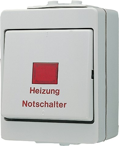 Bild von Heizung-Notschalter, 16 AX, 400 V ~, rotes Lichtaustrittsfenster, Kennzeichnung 1 / 0, Aus 3-polig   / Art. 603 HW