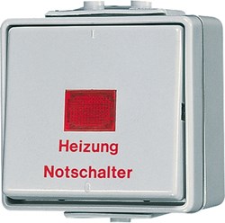 Bild von Heizung-Notschalter, 10 AX, 250 V ~, rotes Lichtaustrittsfenster, Kennzeichnung 1 / 0, Aus 2-polig   / Art. 602 HW