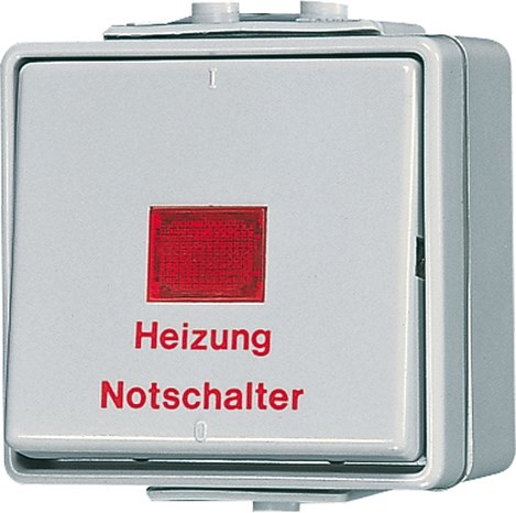 Bild von Heizung-Notschalter, 10 AX, 250 V ~, rotes Lichtaustr., Universal Aus-Wechsel   / Art. 606 HW