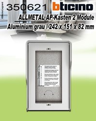 Bild von Bticino ALLMETAL AP-Kasten 2 Module aus Aluminium grau / 242 x 151 x 82 mm